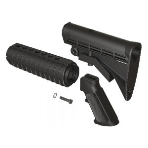 TACTICAL INTENT - BLACK AR15 M4 QD ENHANCED BUTTSTOCK, HANDGUARD AND A2 GRIP FURNITURE KIT